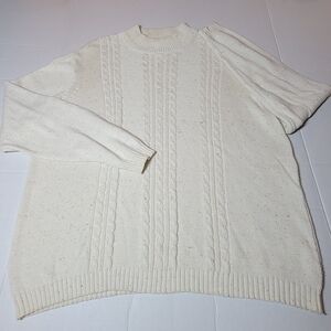 💚 Studio Works Cable Knit Pullover‎ Sweater Ivory With Flecks Of Color Size XL